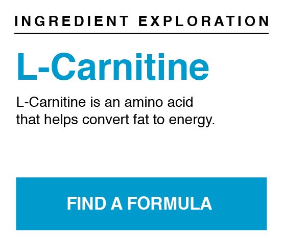 Ingredient Exploration. L-Carnitine. L-Carnitine is an amino acid that helps convert fat to energy.